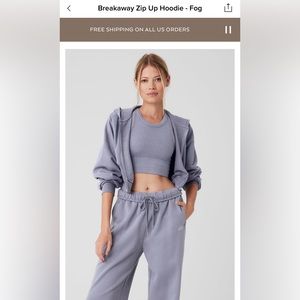 Alo Yoga Breakaway Zip Up Hoodie - Fog - S